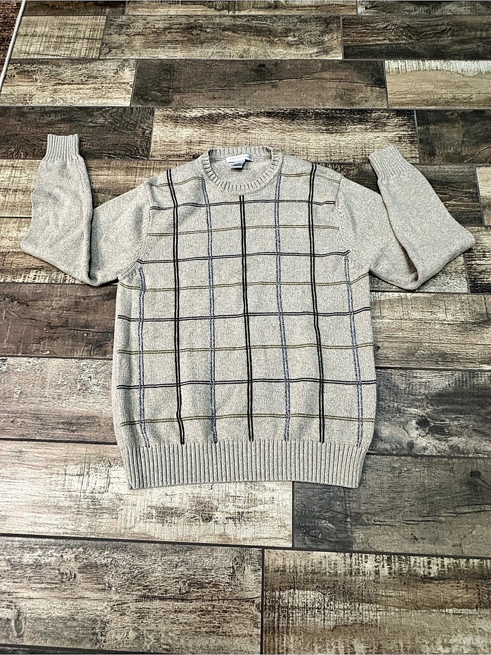 Geoffrey Beene Men's Plaid Cotton Crewneck Size Medium